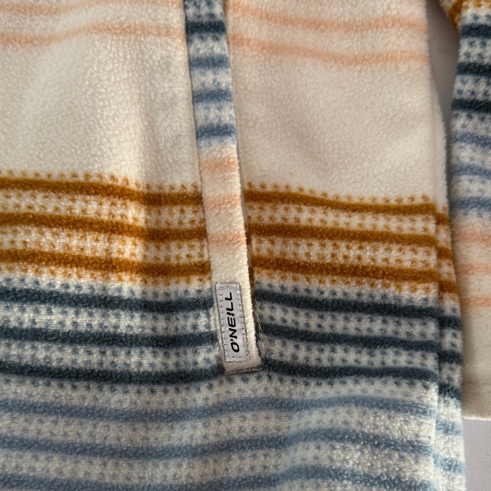 O'Neill Cream and Blue Striped Zip Up Jacket - Picture 6 of 8